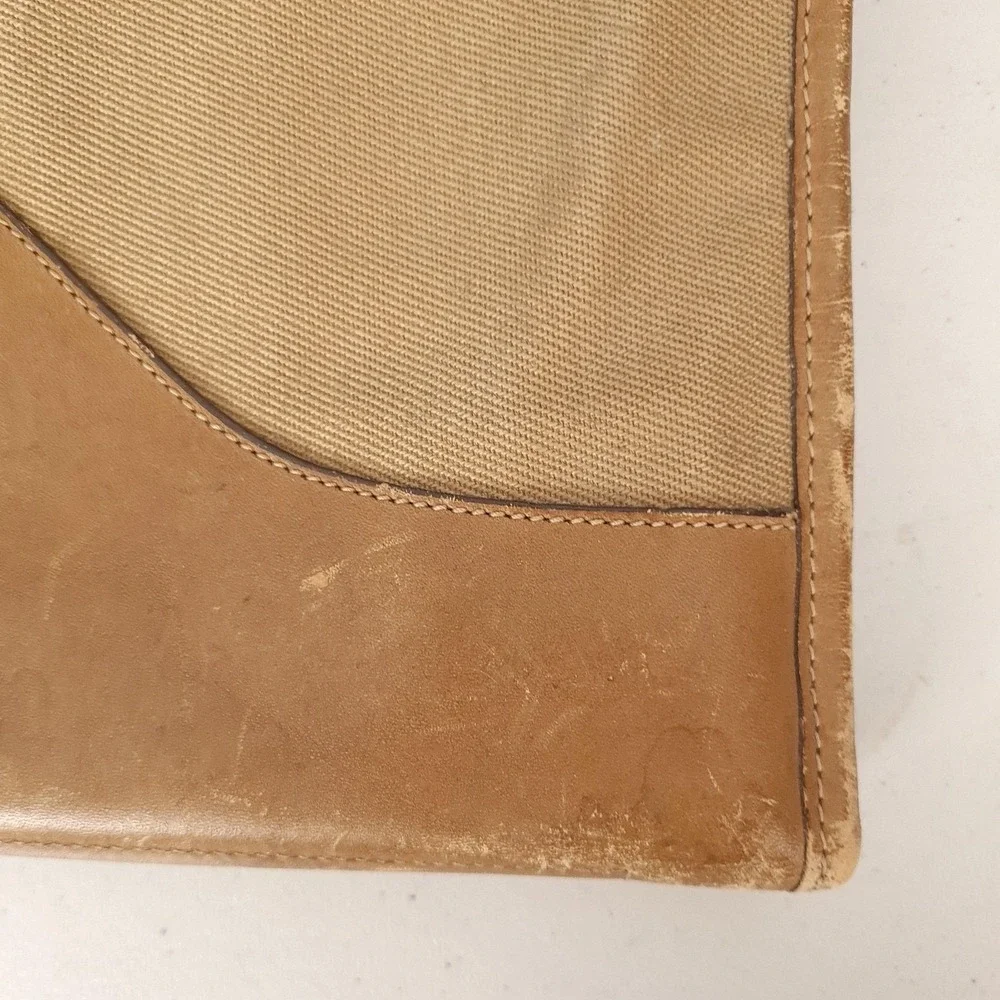 Ghurka Attache Bag No 24 Beige Soft Case Twill Leather Briefcase Bag USA 10x15